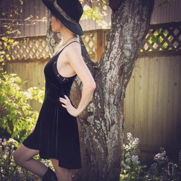 Free People Nightshade Strappy Lace Velvet Dress - Picture 4 of 6